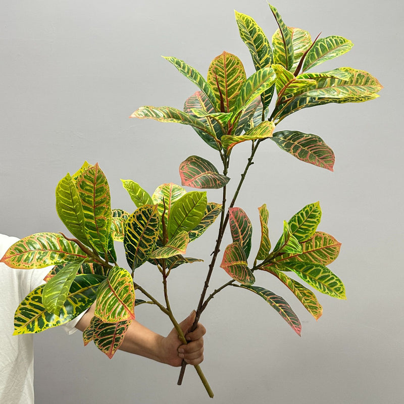Artificial Croton Bush, 25" Tall, Plastic, Indoor/Outdoor Decor, Wedding, Office, Home Styling