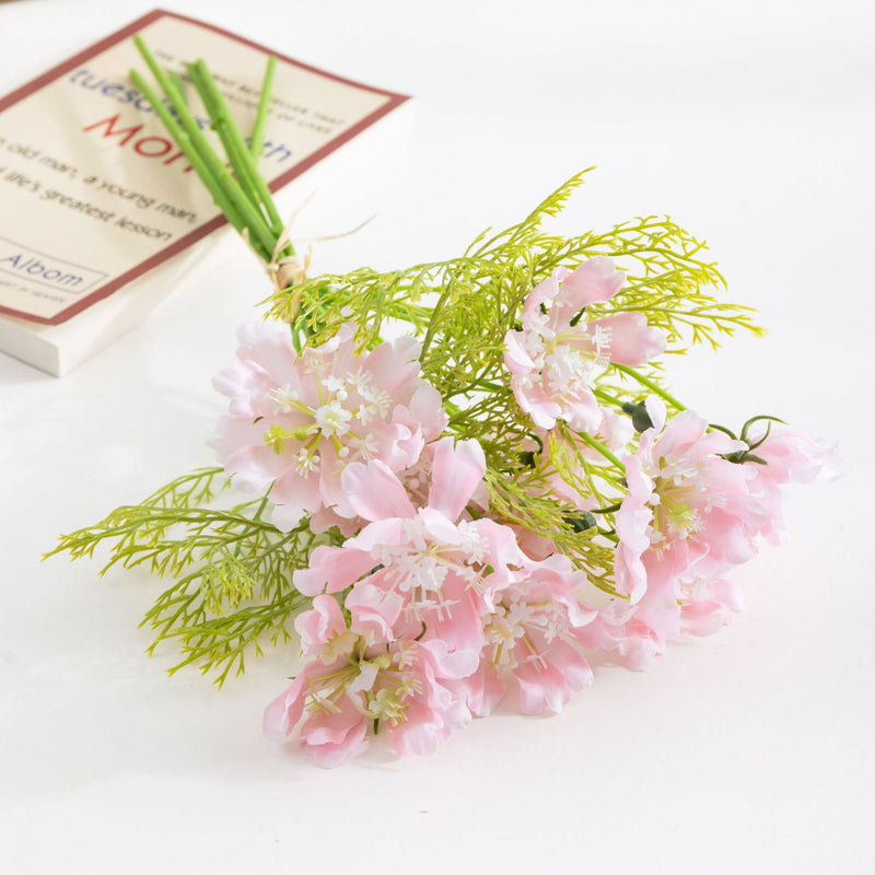 Artificial Cosmos & Daisy Bouquet, 10 Blooms, 15" Tall, Silk Flowers for Home Decor, Wedding, Photography