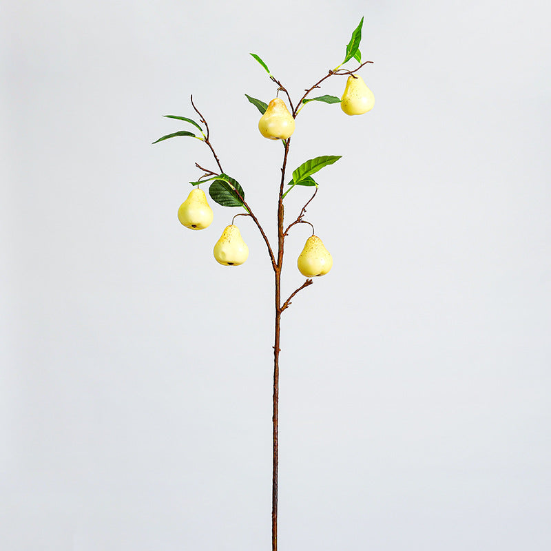 Artificial Pear Branch, Single Stem with 5 Faux Pears, 39" Tall Modern Home Decor for Vase Centerpiece, Wedding & Seasonal Styling