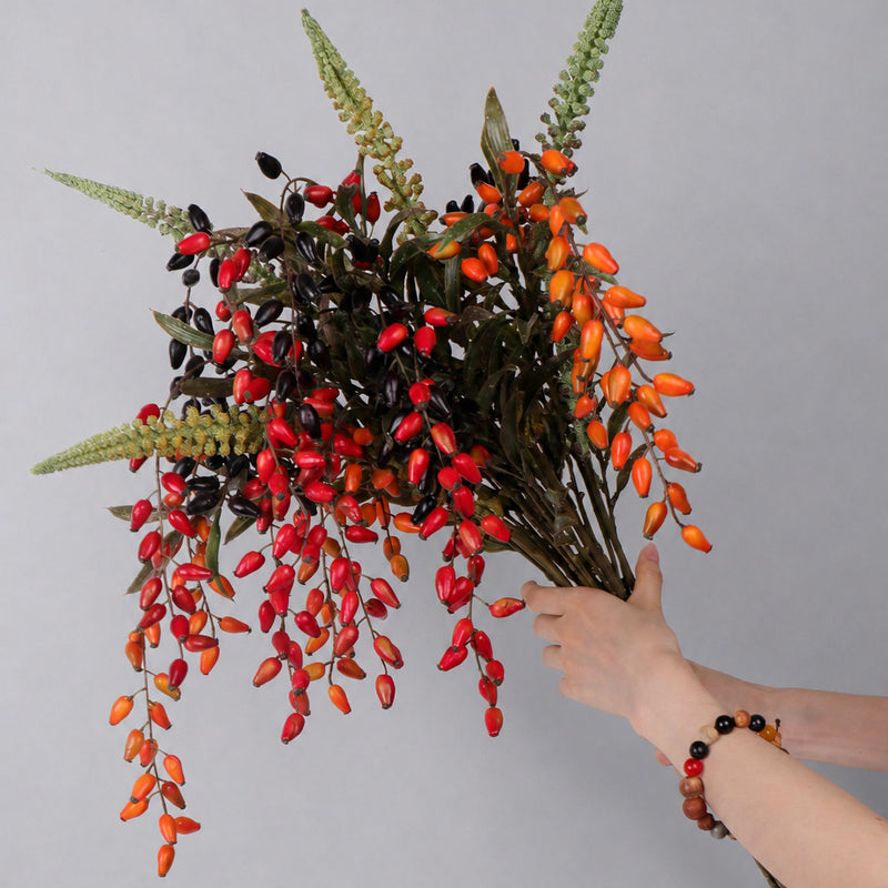33" Artificial Goji Berry Bush, Realistic Fake Berry Stems for Home Decor, Weddings & Events