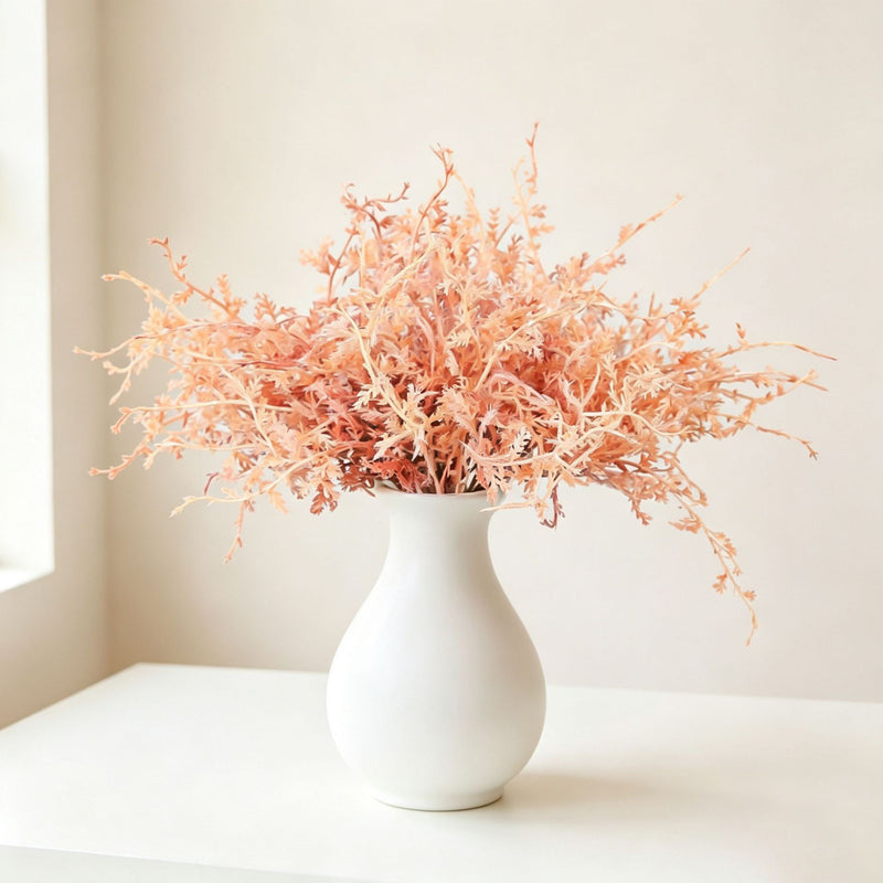 Frosted Rime Artificial Flower Bouquet, Set of 5 Stems, Faux Plastic Filler Sprigs for Wedding, Vase & Home Decor