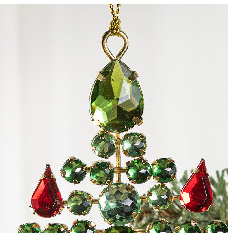 Ornements d'arbre de Noël en vrac Acrylique Rouge Vert Pierre précieuse Décoration suspendue Cadeau de Noël En gros