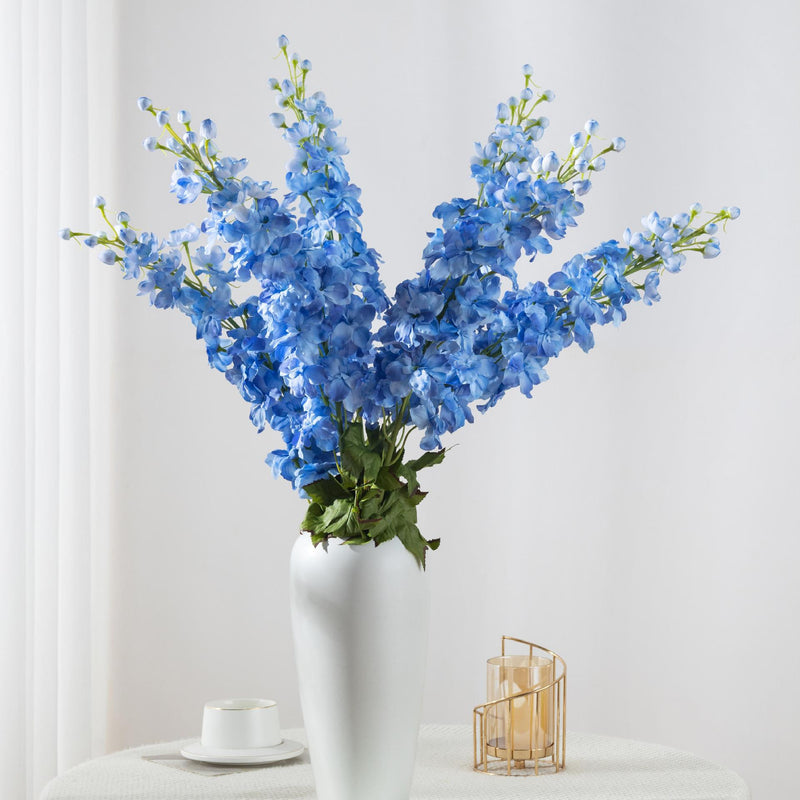 45" Artificial Delphinium Bush, Faux Silk Flower Arrangement for Weddings, Home Decor & Events
