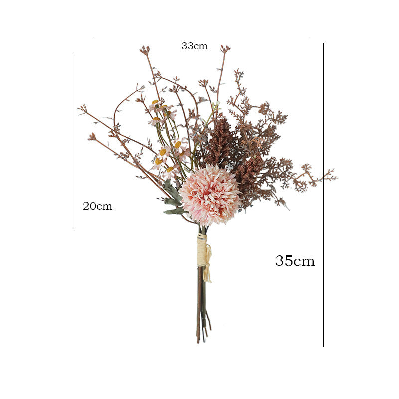 Artificial Dandelion & Wheat Ear Bouquet, Faux Pom Pom Mum Stems, Wedding, Home & Event Decor