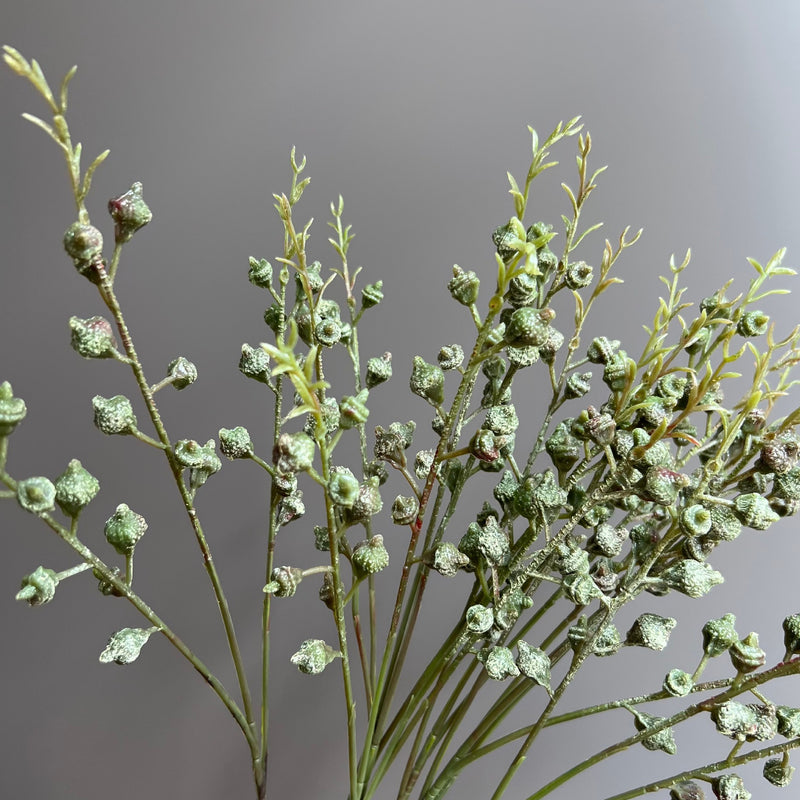Artificial Eucalyptus Berry Bush, 3-Fork White Green Faux Stems, Set of 5 for Wedding & Home Decor