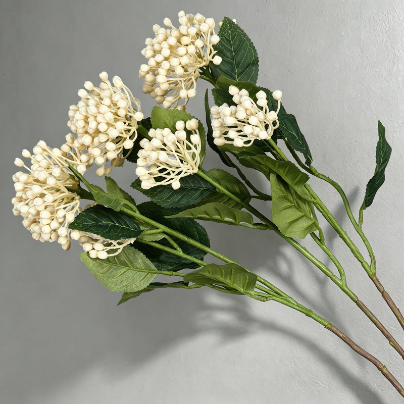 Artificial Hydrangea Berry Bush with Leaves, Faux Wild Fruit Floral Pick for Vase Arrangements, DIY Wedding & Home Decor