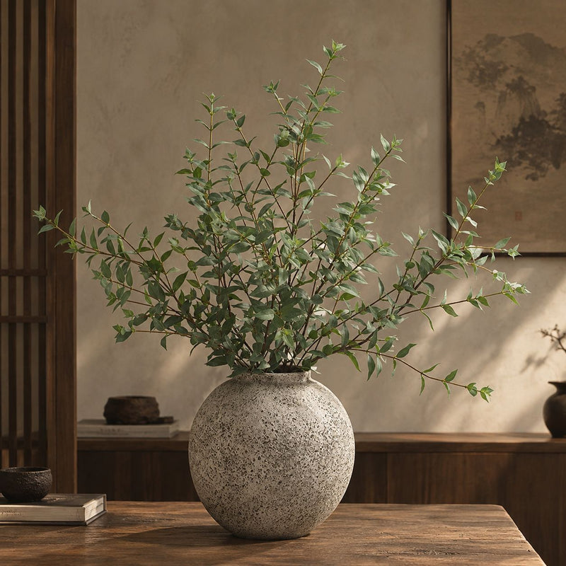 Artificial Eucalyptus Branch, Single Pointed-Leaf Stem, Faux Greenery for Vase, Wedding & Home Decor
