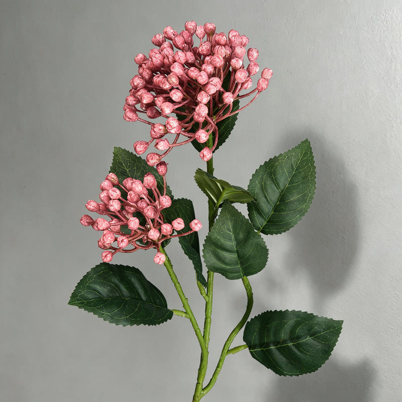 Artificial Hydrangea Berry Bush with Leaves, Faux Wild Fruit Floral Pick for Vase Arrangements, DIY Wedding & Home Decor