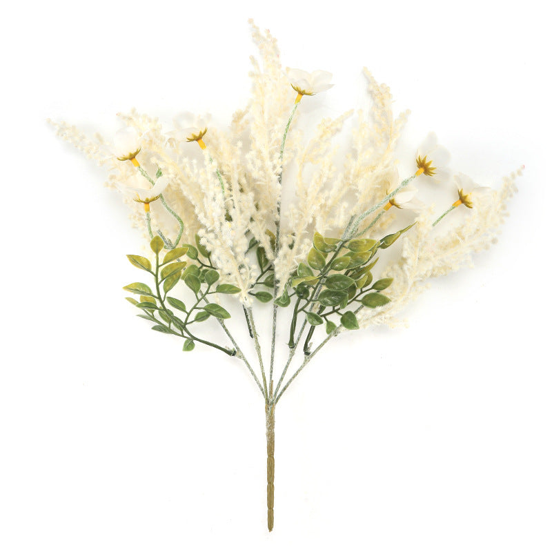 Artificial Wildflower Bush with 7 Blooms, Silk-Like Fabric, 14" Height, Perfect for Home Decor, Weddings, and Events