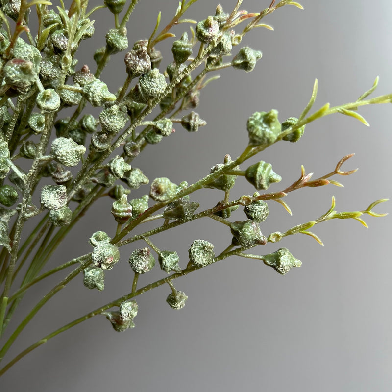 Artificial Eucalyptus Berry Bush, 3-Fork White Green Faux Stems, Set of 5 for Wedding & Home Decor