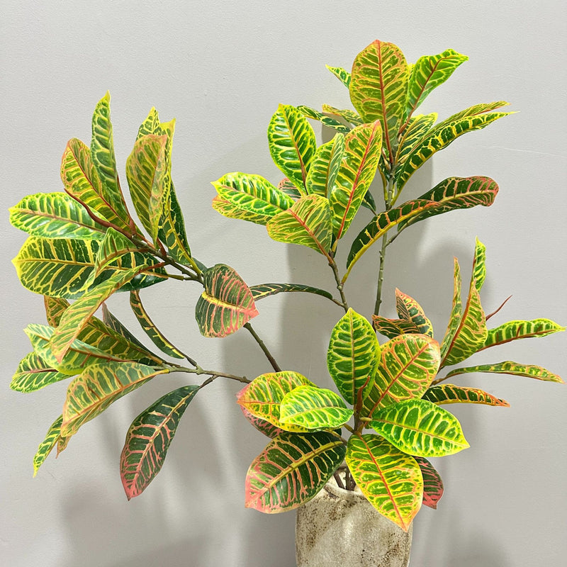 Artificial Croton Bush, 25" Tall, Plastic, Indoor/Outdoor Decor, Wedding, Office, Home Styling