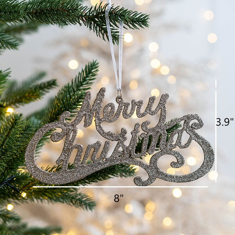 Bulk Glitter Merry Christmas Word Sign Hanging Ornaments for Window Tree Wall Home Decor Wholesale