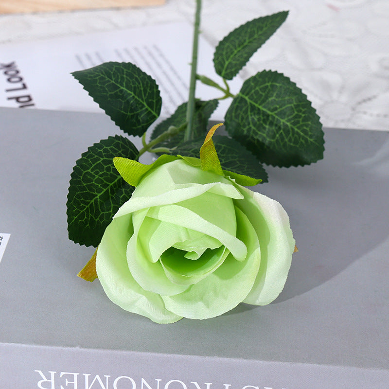Artificial Rose Single Stem, Faux Silk Snow Mountain Rose with Bendable Stem, Wedding Bouquet & Home Decor