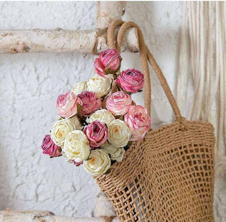 Bulk 12" Vintage Rose Bouquet American Burnt Edge Bouquet Wholesale