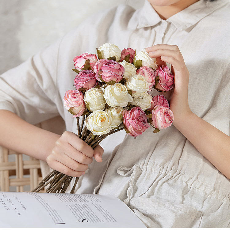 Bulk 12" Vintage Rose Bouquet American Burnt Edge Bouquet Wholesale