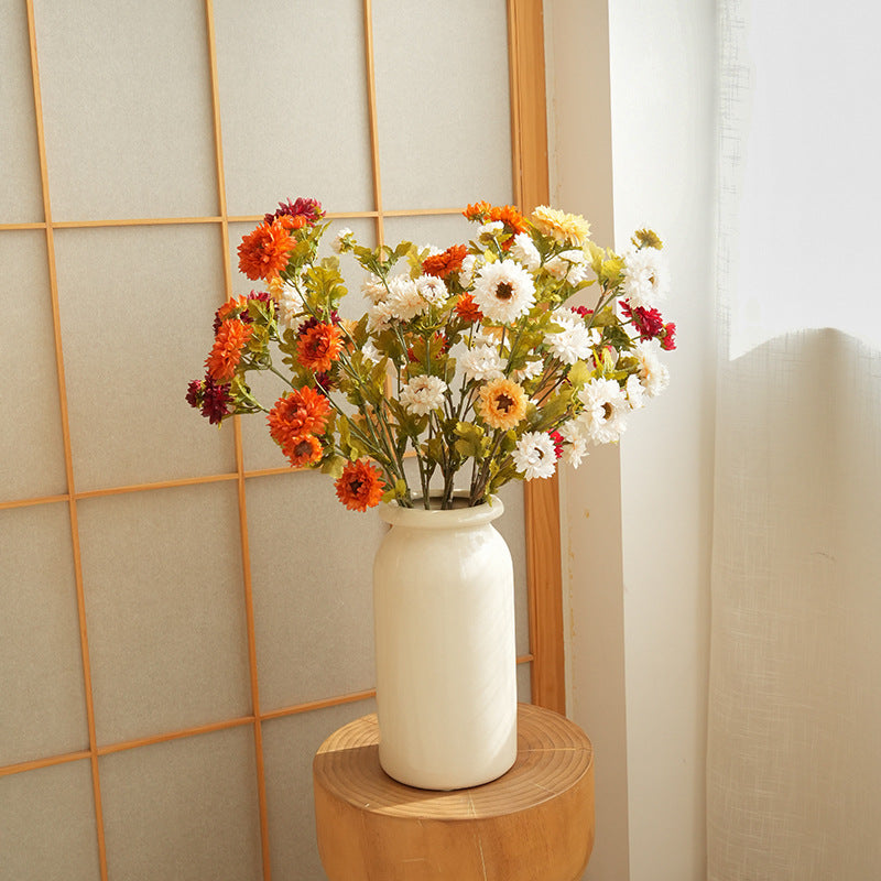 21" Artificial Daisy Bush with 8 Blooms, Silk Flower Arrangement for Home Decor, Weddings, Offices