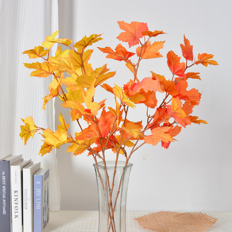 Single Stem Artificial Maple Leaf, 27.5" Faux Silk Fall Decor, Perfect for Weddings, Home, and Seasonal Displays
