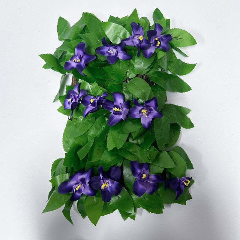 Expandable Artificial Violet Flower Fence Panel, Faux Silk-Like Fabric Privacy Screen for Patio, Balcony, Garden & Wedding Decor
