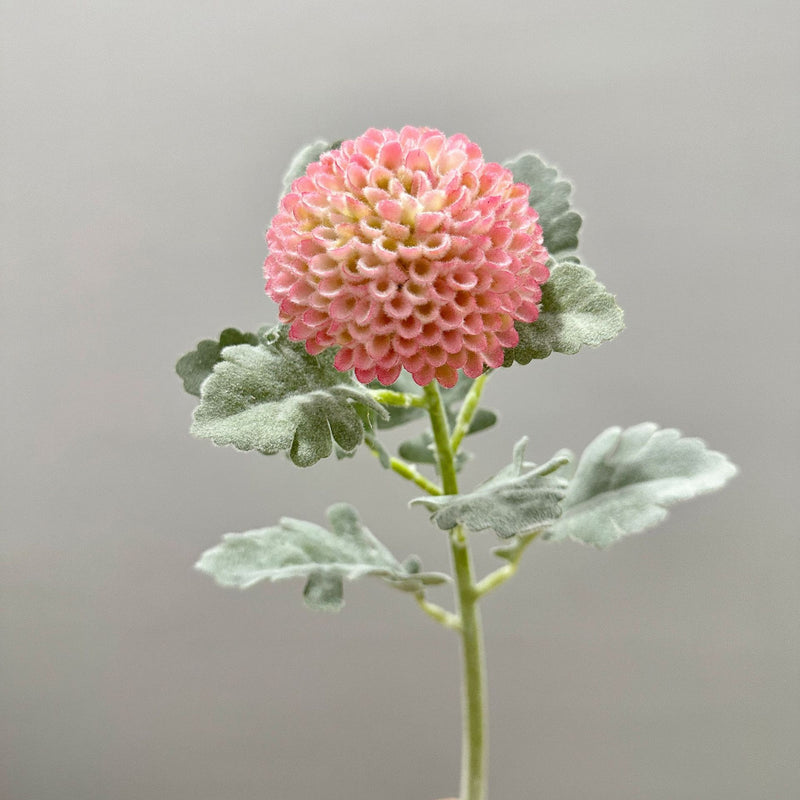 Artificial Chrysanthemum Pompon Single Stem, 14.5" Fluffy Faux Flower for Wedding Centerpieces, Home Decor, Office & Events