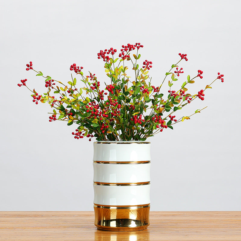 Artificial Berry Bouquet with 18 Blooms, 20" Length, Set of 6 Stems, Foam Material, Modern Farmhouse Decor for Home, Wedding, Commercial Spaces