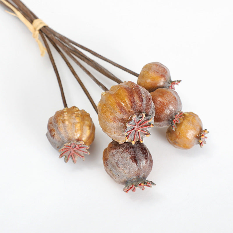 Artificial Poppy Pod Bouquet, Set of 6 Stems with Realistic Foam Pods, 11" Length for Home Decor, Wedding Centerpieces and Floral Arrangements
