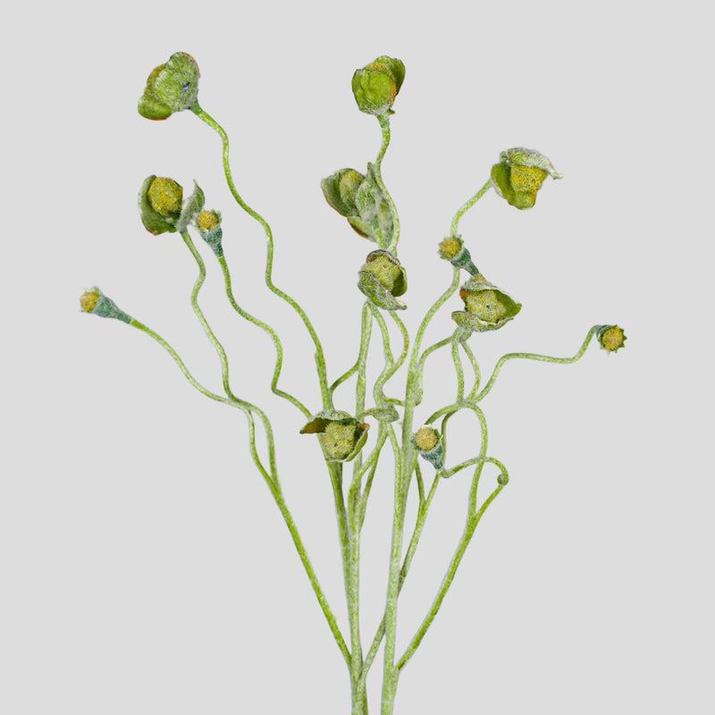 Artificial Poppy Bush with Pods, Faux Silk Fabric Poppy Stem for Vase Arrangements, Wedding & Home Decor, Indoor Outdoor