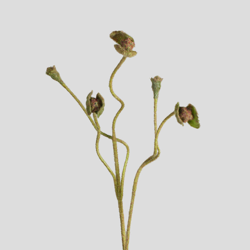 Artificial Poppy Bush with Pods, Faux Silk Fabric Poppy Stem for Vase Arrangements, Wedding & Home Decor, Indoor Outdoor
