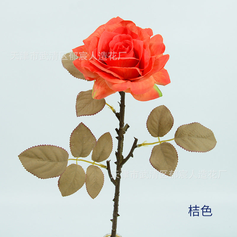 3 Stem Faux Silk Rose, 12" Flower Head, 19" Overall Length, Perfect for Weddings, Home Decor, and Events