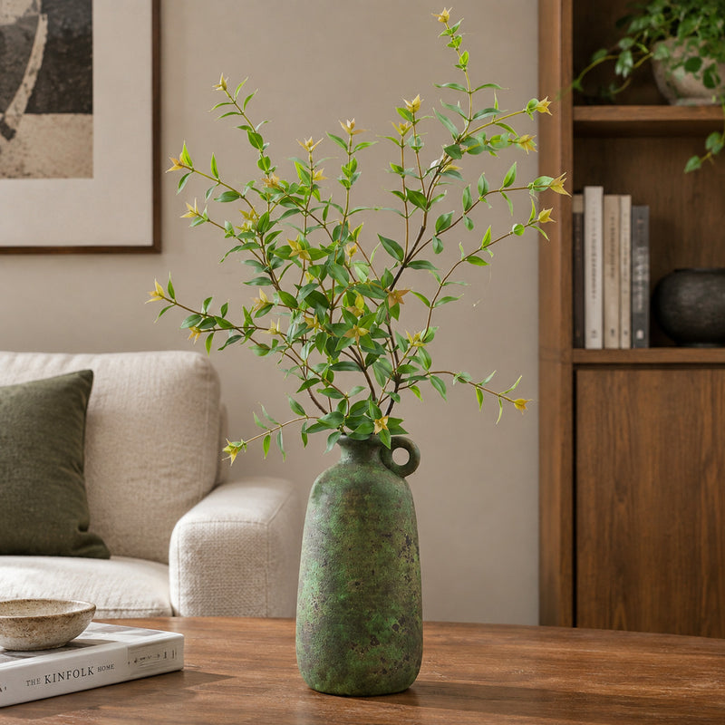 Artificial Eucalyptus Branch, Single Pointed-Leaf Stem, Faux Greenery for Vase, Wedding & Home Decor