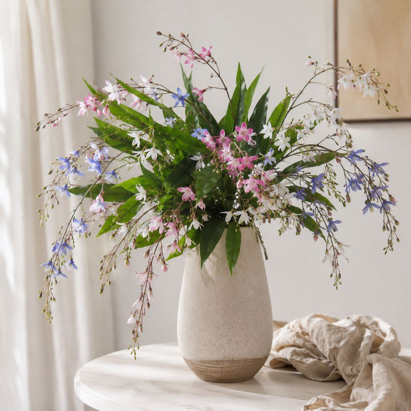 Artificial Jasmine Bush, Long Trailing Faux Jasmine Branches with PU Blooms, Indoor Floor Vase Filler for Wedding, Home Decor