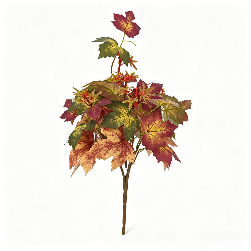 Artificial Maple Leaf Bush, 18.5" Fall Foliage Spray for Home Decor, Weddings, and Commercial Styling