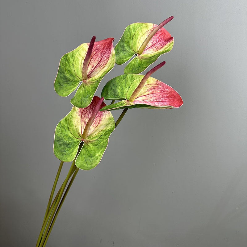 Single Stem Artificial Anthurium Flower, 28" Tall Realistic Faux Red Flamingo Lily for Wedding Centerpieces & Home Decor