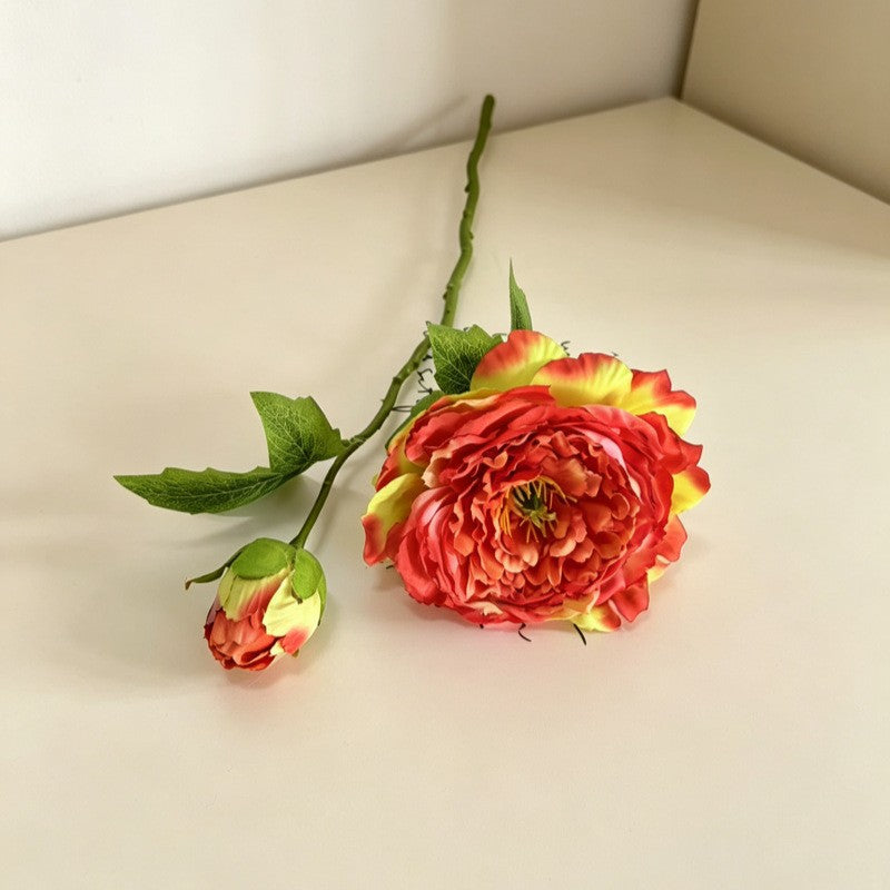 Artificial Peony & Peony Bush with 2 Large Blooms, 20" Silk-Like Faux Flowers for Wedding Centerpieces, Home Decor