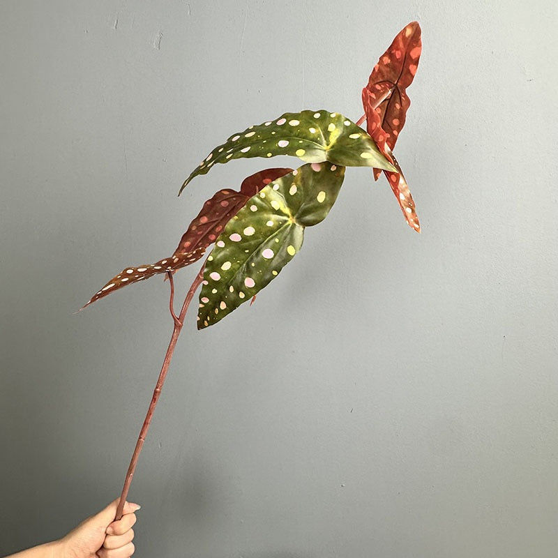 Artificial Begonia Bush with Lifelike Leaves, 28" Height for Home Decor, Wedding Centerpieces & Commercial Displays