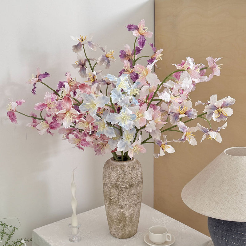 Artificial Iris Bush with 9 Blooms, 37" Tall Silk-Like Faux Flowers for Wedding Decor, Home & Commercial Use