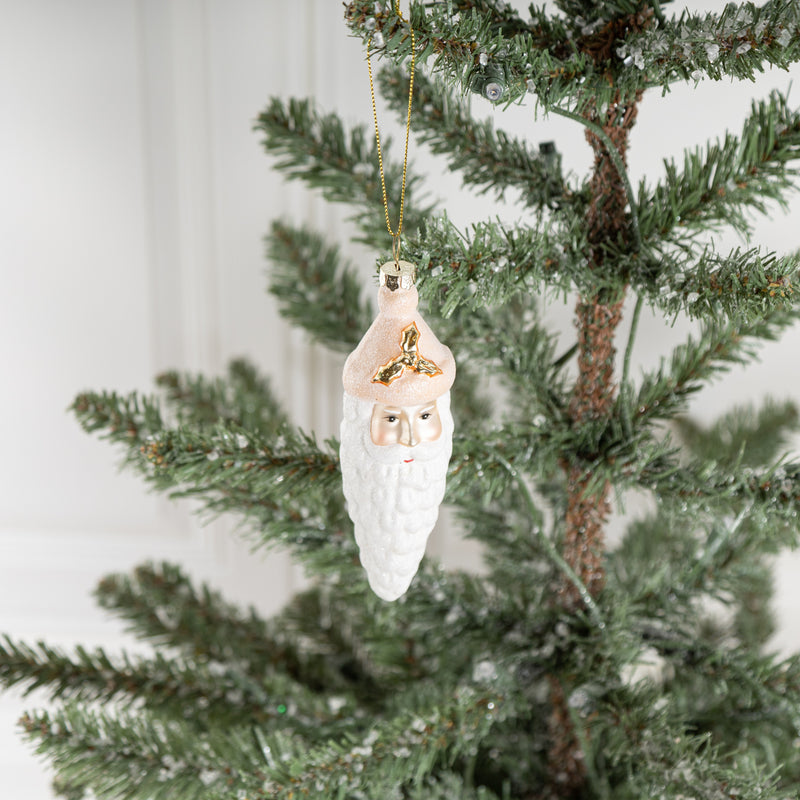 Bulk Christmas Ornaments Icicle Santa Glass Hanging Decoration with Chain for Xmas Tree Decor Wholesale