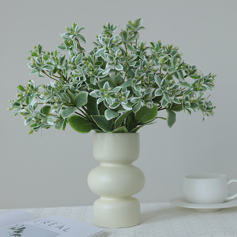 Single Stem Artificial Mint Leaves with White Edges, 18.5", Realistic Faux Greenery for Weddings & Outdoor Decor