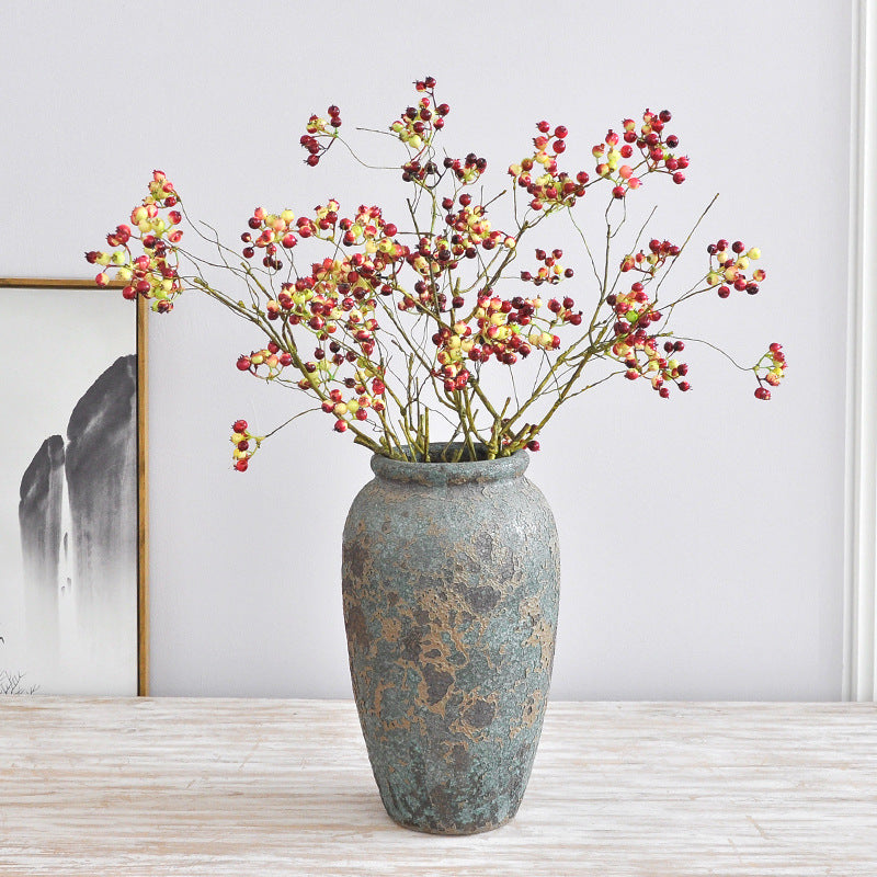Artificial Blueberry Berry Stem, Single Stem with 9 Berry Clusters, Faux Foam Fruit Branch for Wedding & Home Decor