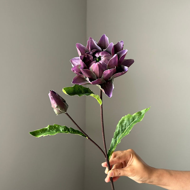 Artificial Thistle & Bromeliad Flower Stem, Single Stem with 2 Blooms, 26" Long for Wedding Centerpieces & Home Decor