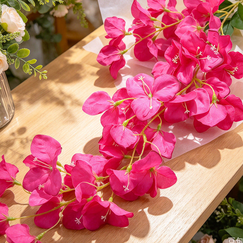 Artificial Bougainvillea Garland Vine, 6 ft Long, 135 Flower Heads, Hanging Faux Flowers for Wedding, Home & Window Display