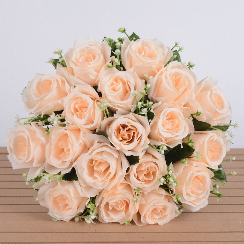 Bulk 14" Roses Bush Mixed Baby's Breath Flores artificiales al por mayor 