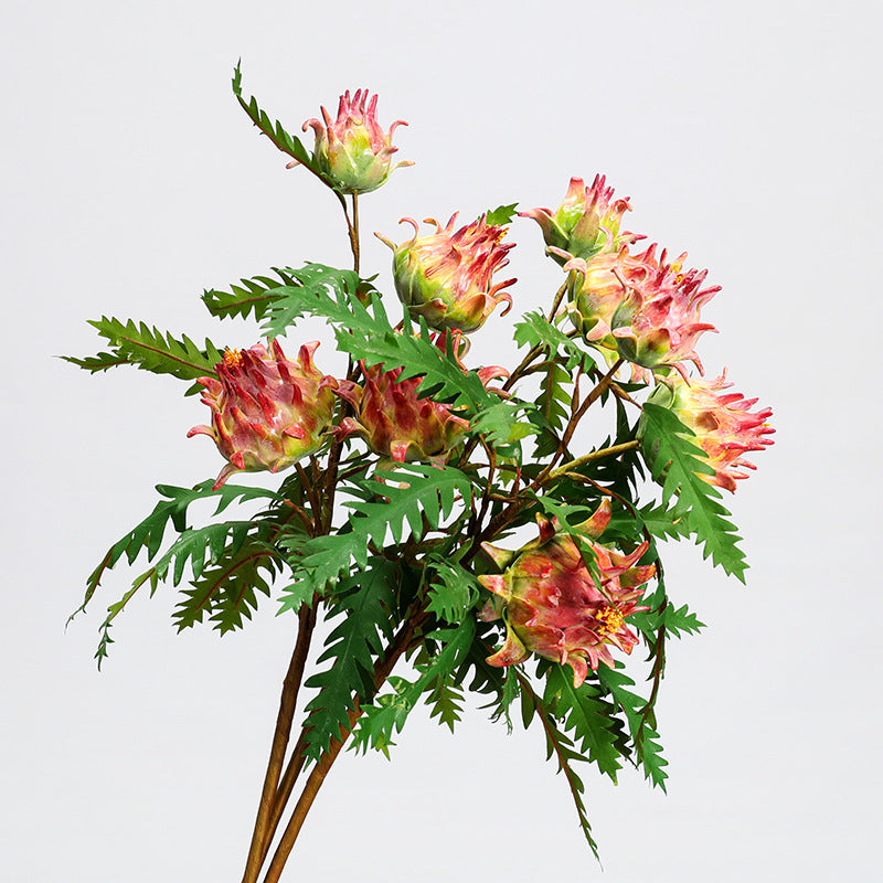 Artificial Thistle Single Stem, 14 Leaves & 3 Blooms, 39" Tall Faux Floral for Home Decor, Wedding Centerpieces, Commercial Display