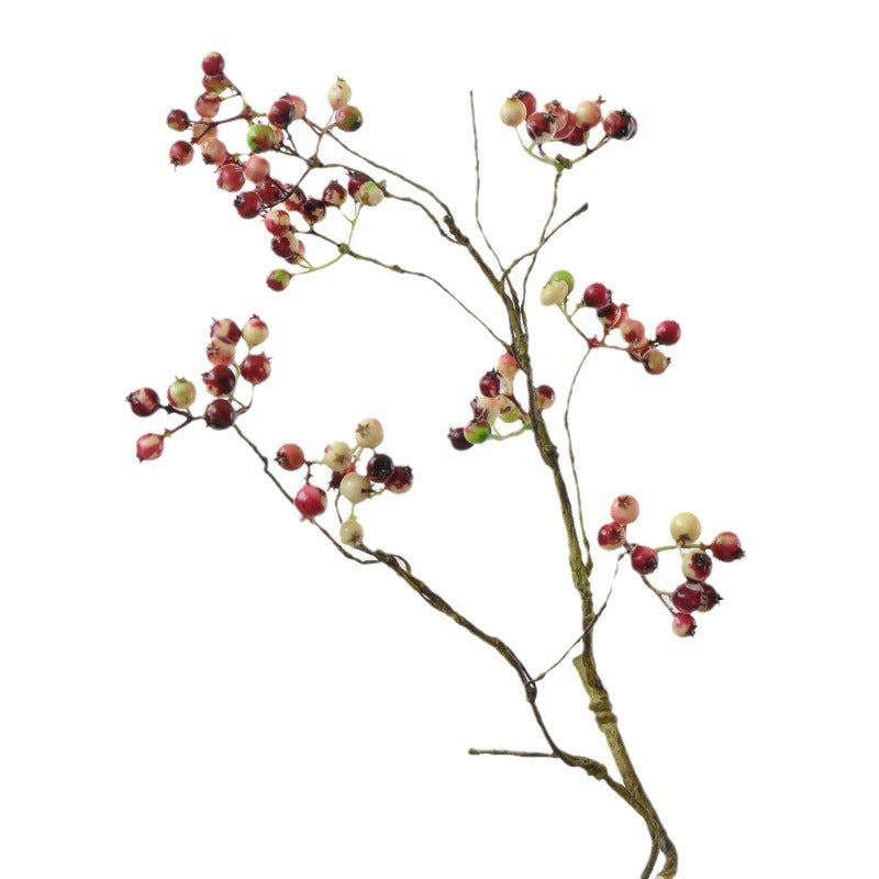 Artificial Blueberry Berry Stem, Single Stem with 9 Berry Clusters, Faux Foam Fruit Branch for Wedding & Home Decor