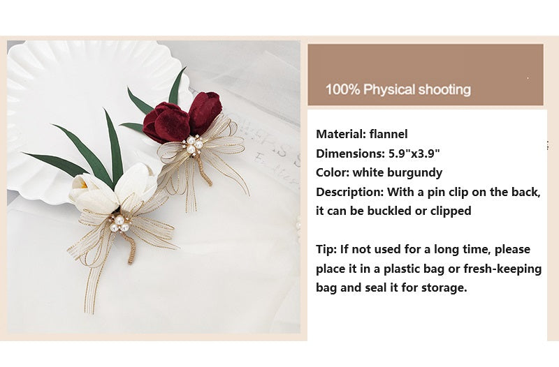 Bulk Velvet Tulip Corsage for Bride Bridesmaid Wedding Party Wholesale