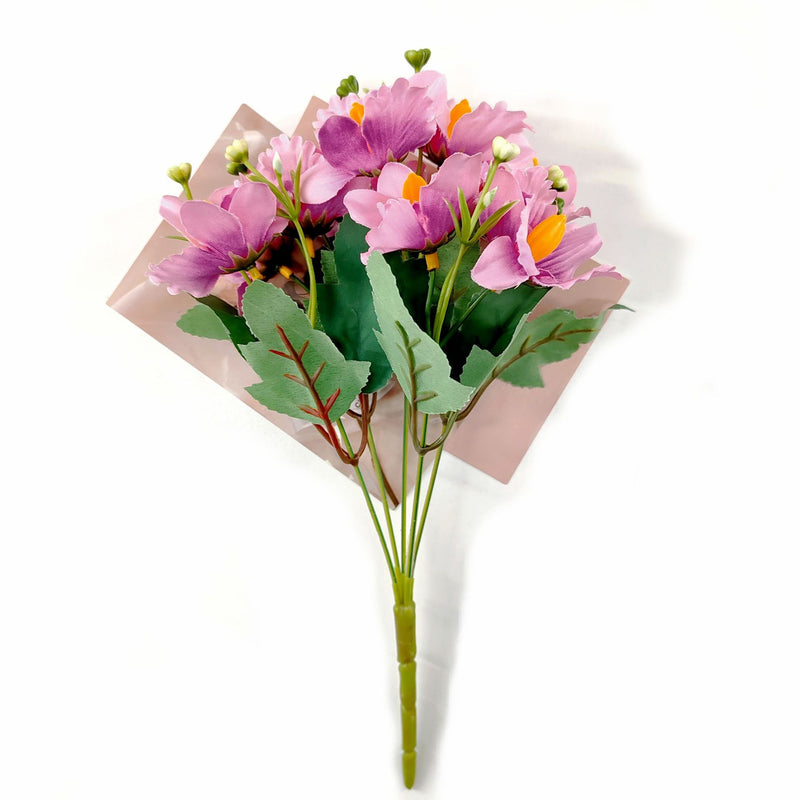 Artificial Cattleya Orchid Bush with 10 Blooms, 12" Silk-Like Floral Arrangement for Weddings, Home Decor, and Table Centerpieces