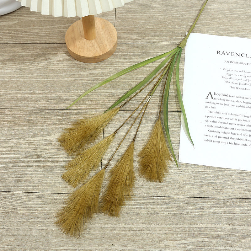 20" Artificial Pampas Grass Single Stem, Faux Silk Feather Reed for Wedding Decor & Modern Home Styling