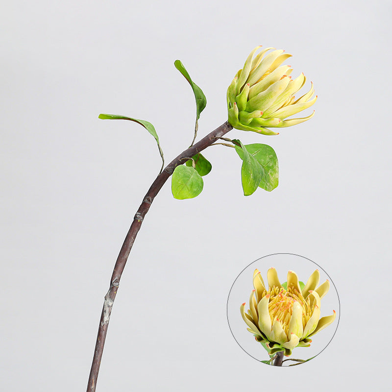 Artificial Protea King Single Stem, 25" Silk-Like Faux Flower for Wedding Centerpieces & Home Decor, Allergy-Friendly