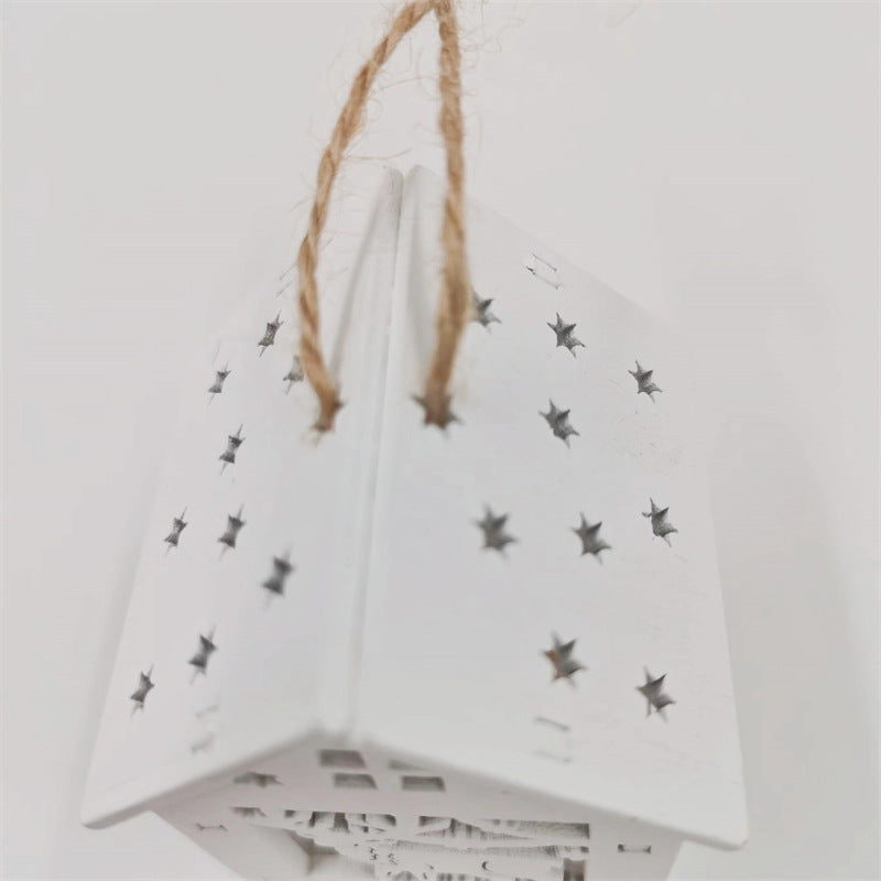 Bulk 2.7" Christmas Log Cabin with Elk Ornaments Wholesale