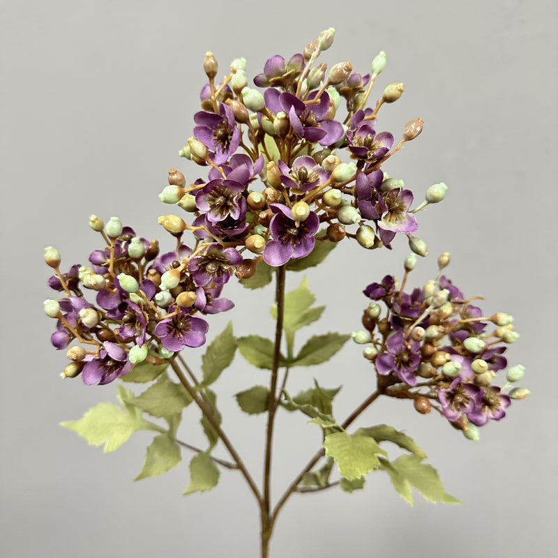 Artificial Viburnum Flower Stem, 3-Head Faux Silk Hydrangea-Style Filler, Rustic Floral Spray for Weddings & Home Decor