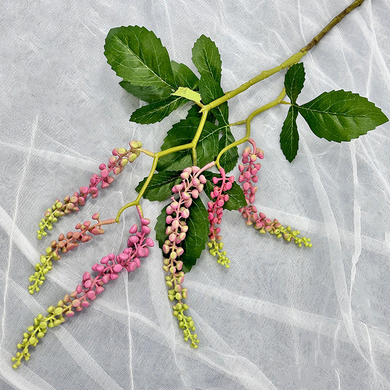 Single Stem Artificial Mountain Trail Vine with 6 Berries, 32" Latex Real-Touch Foliage for Wedding Decor & Home Styling